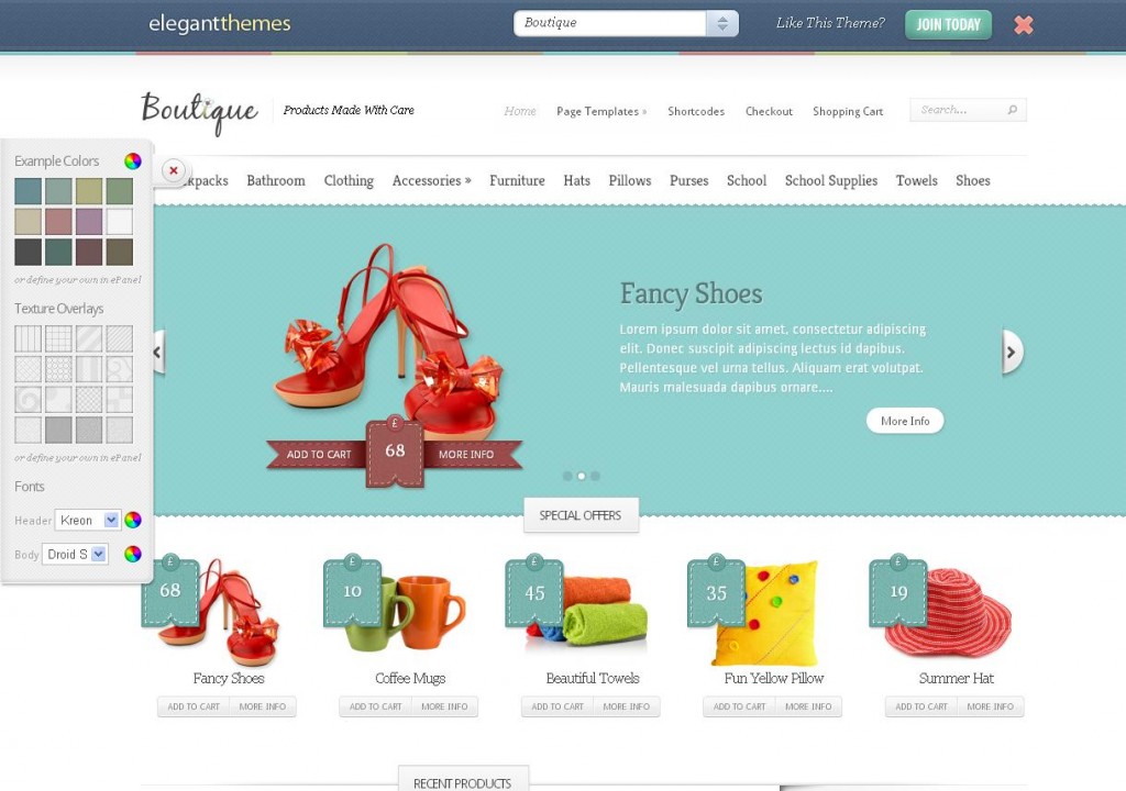 Boutique ecommerce theme from elgant themes