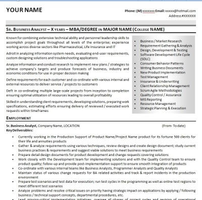 Sample IT Business Analyst CV-Resume