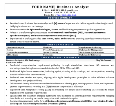 Best resume template for business analyst