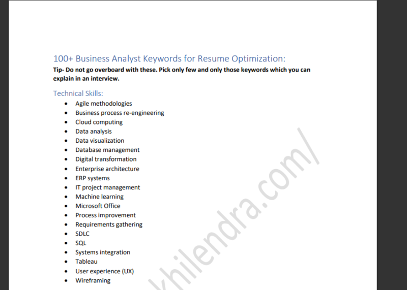 Best resume template for business analyst